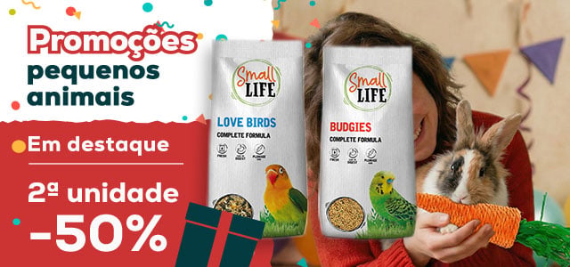 Small Life: -50% na 2ª unidade numa seleção de comida para aves
