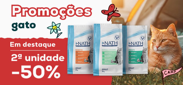 Nath Veterinary Diet: -50% na 2ª unidade numa seleção de ração para gato de 2kg
