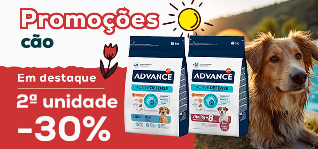 -30% na 2.ª unidade numa seleção de ração para cães de 3 kg