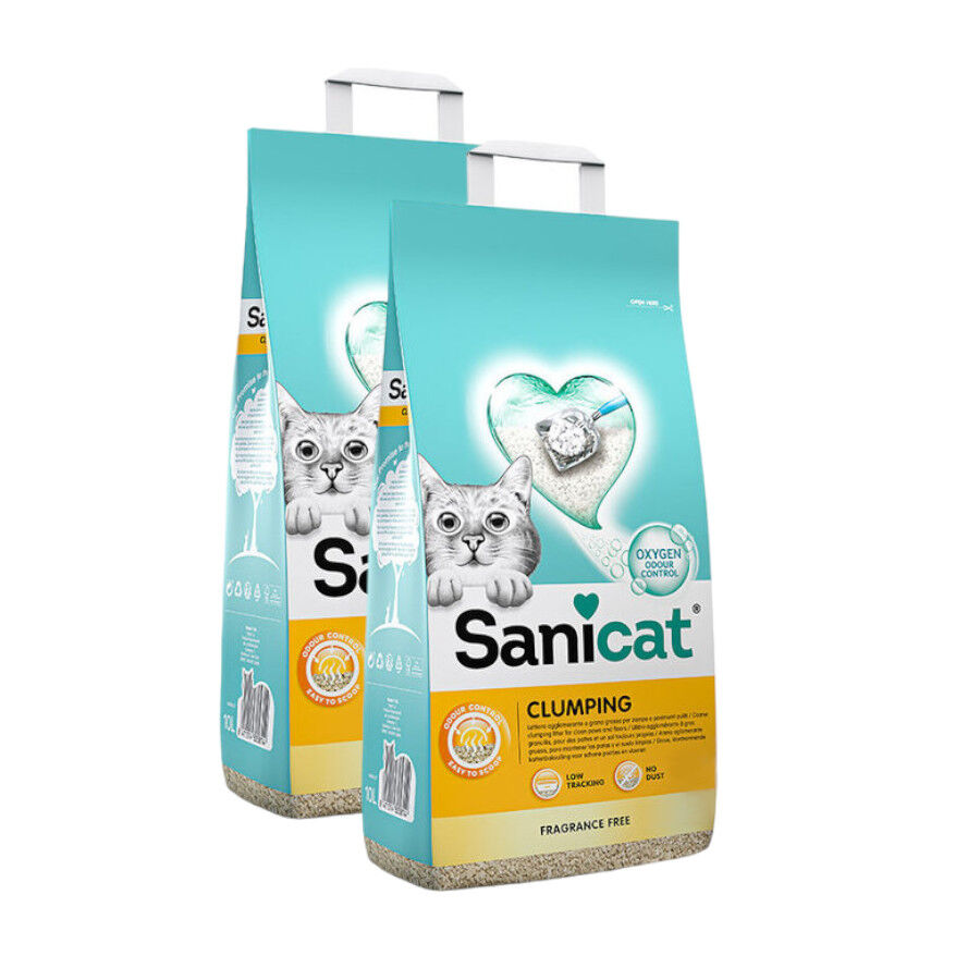 2 x 10 L Sanicat Cumpling Areia Aglomerante para gatos Pack poupan&ccedil;a!, , large Imagem n&uacute;mero 1