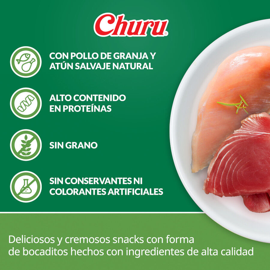 8 saquetas x 12 g Churu Snacks Bites de Frango com Atum para c&atilde;es, , large Imagem n&uacute;mero 2