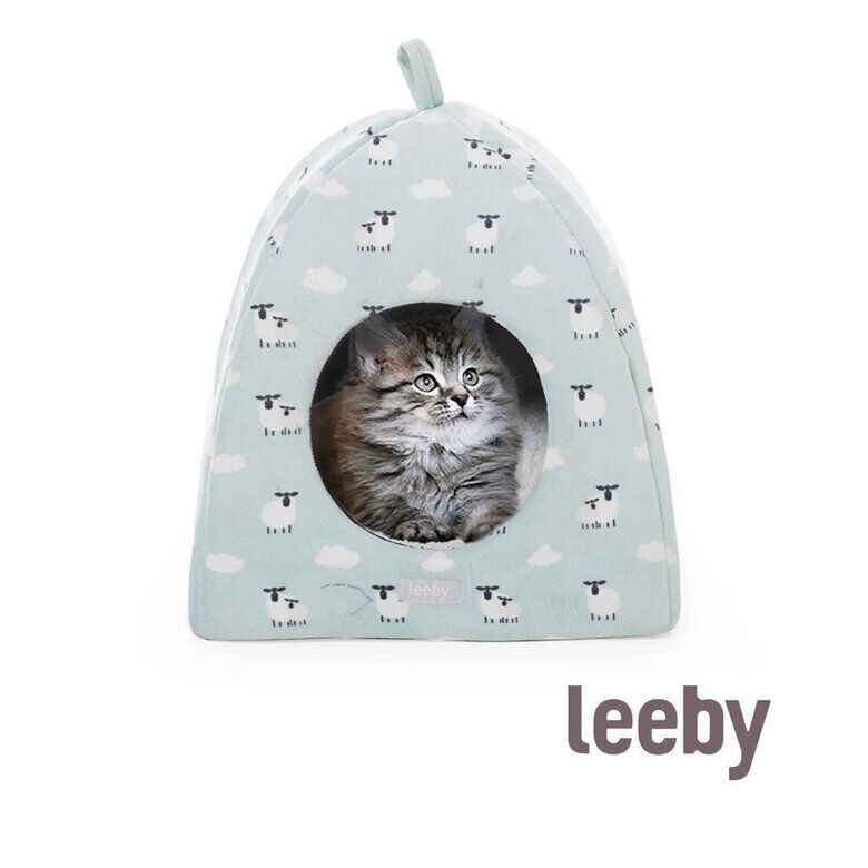 Leeby Igloo amov&iacute;vel branco com ovelhas para gatinhos, , large Imagem n&uacute;mero 2