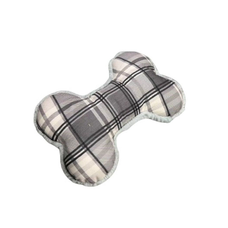 Tootoy! Tartan Bone Cuddler Grey Osso de Peluche para c&atilde;es, , large Imagem n&uacute;mero 2