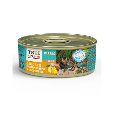True Origins Wild Summer Patê enlatado de frango com ananás e óleo de coco para gatos