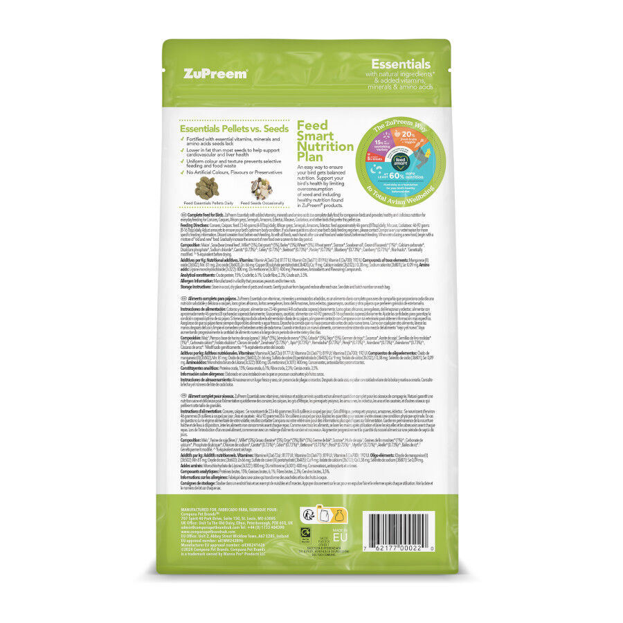 ZuPreem Essentials Ra&ccedil;&atilde;o para p&aacute;ssaros m&eacute;dios e grandes, , large Imagem n&uacute;mero 2
