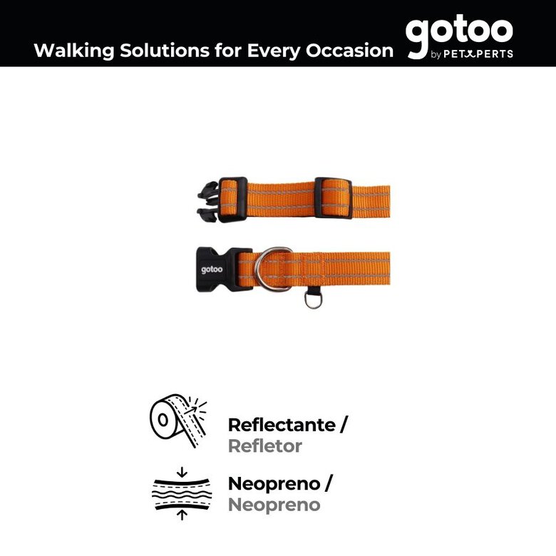 Gotoo Coleira refletora de nylon laranja para cães,  Imagem número 6 Gotoo Coleira refletora de nylon laranja para cães, , large Imagem número 6