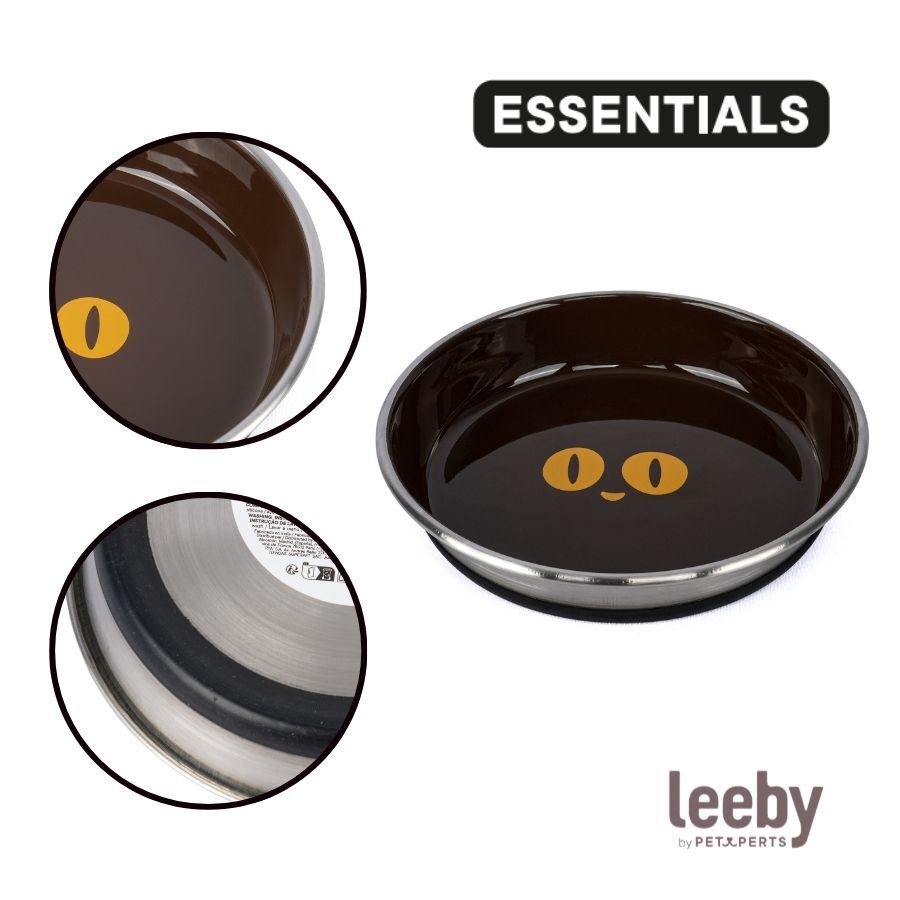 Leeby Comedouro Antiderrapante Castanho em A&ccedil;o Inoxid&aacute;vel para gatos, , large Imagem n&uacute;mero 3
