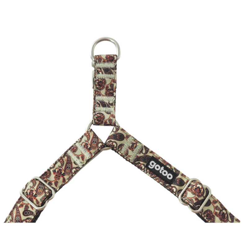 Gotoo Peitoral Estampado Caxemira Caqui para Cães,  Imagem número 4 Gotoo Peitoral Estampado Caxemira Caqui para Cães, , large Imagem número 4