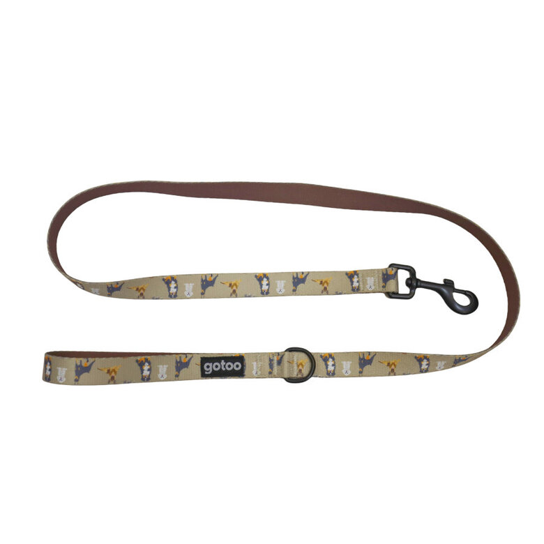 Gotoo Trela estampada castanha para cães,  Imagem número 1 Gotoo Trela estampada castanha para cães, , large Imagem número 1