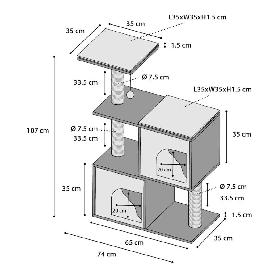 Flamingo &Aacute;rvore arranhador dana bege e branco para gatos, , large Imagem n&uacute;mero 3