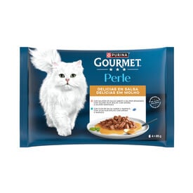 Gourmet Perle Filetes de Salm&atilde;o e Atum em molho saqueta para gatos