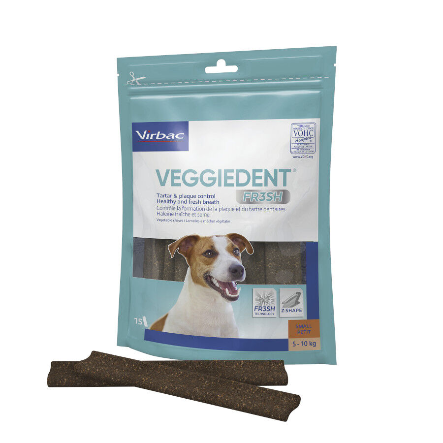 15 sticks Virbac Snacks Dent&aacute;rios Veggiedent Fresh para c&atilde;es de ra&ccedil;a pequena, , large Imagem n&uacute;mero 2