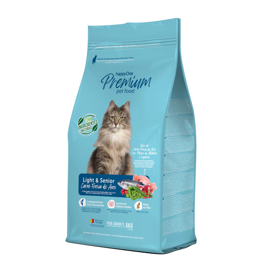 happyOne Premium Light & Senior de ra&ccedil;&atilde;o de carne fresca de aves com peixes e legumes  para gatos, , large Imagem n&uacute;mero 1