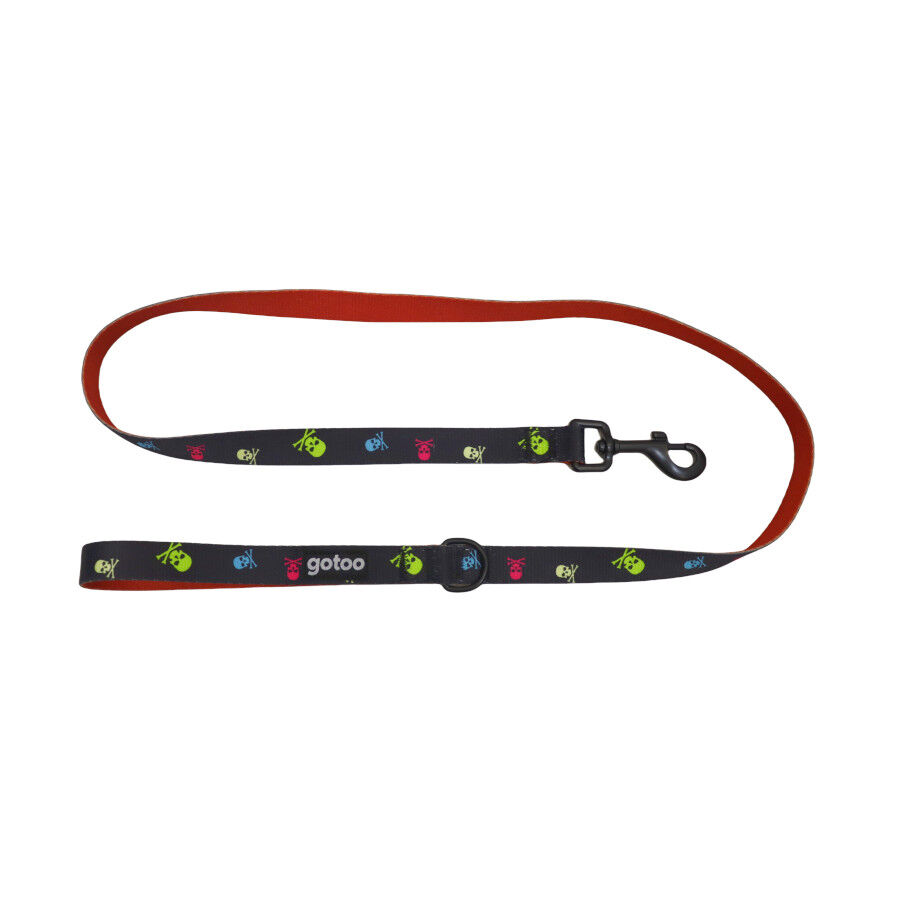 Gotoo Trela estampada caveira preta para c&atilde;es, , large Imagem n&uacute;mero 1