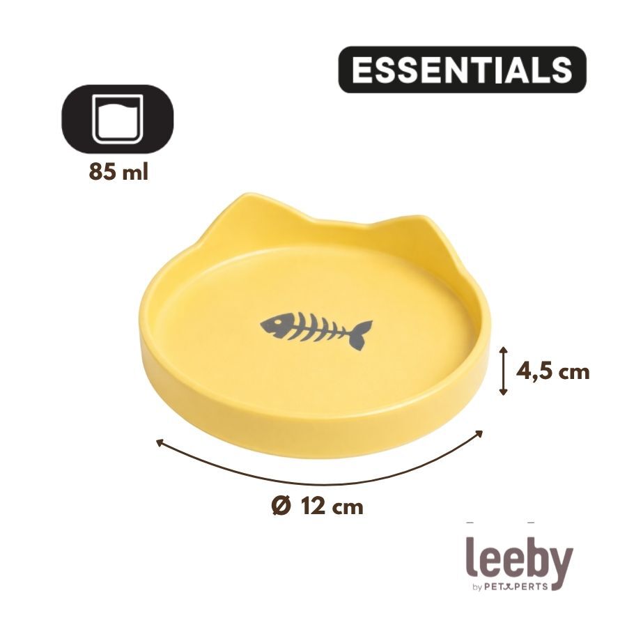 Leeby Comedouro de Cer&acirc;mica Amarelo com Orelhinhas para gatos, , large Imagem n&uacute;mero 4