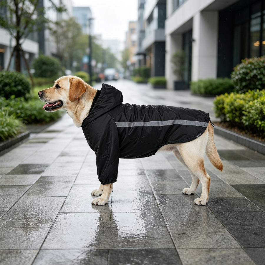 Gotoo Casaco Imperme&aacute;vel Refletor Preto para c&atilde;es, , large Imagem n&uacute;mero 1
