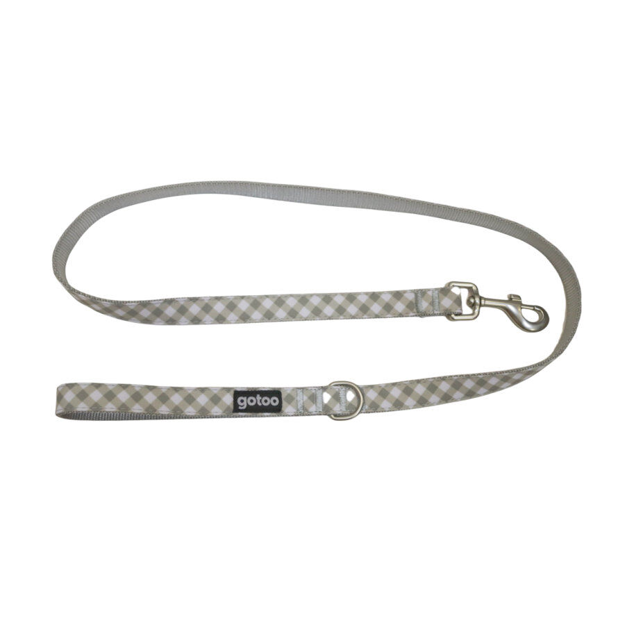 Gotoo Trela estampada em xadrez vichy cinza para c&atilde;es, , large Imagem n&uacute;mero 1