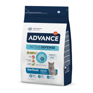 Advance Active Defense Adult Sterilized Peru e Cevada ração para gatos