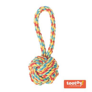 Tootoy! Pull Handle Rope Ball Multicolor bola com corda e pega para cães