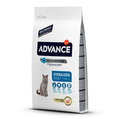 Advance Active Defense Adult Sterilized Peru e Cevada ração para gatos