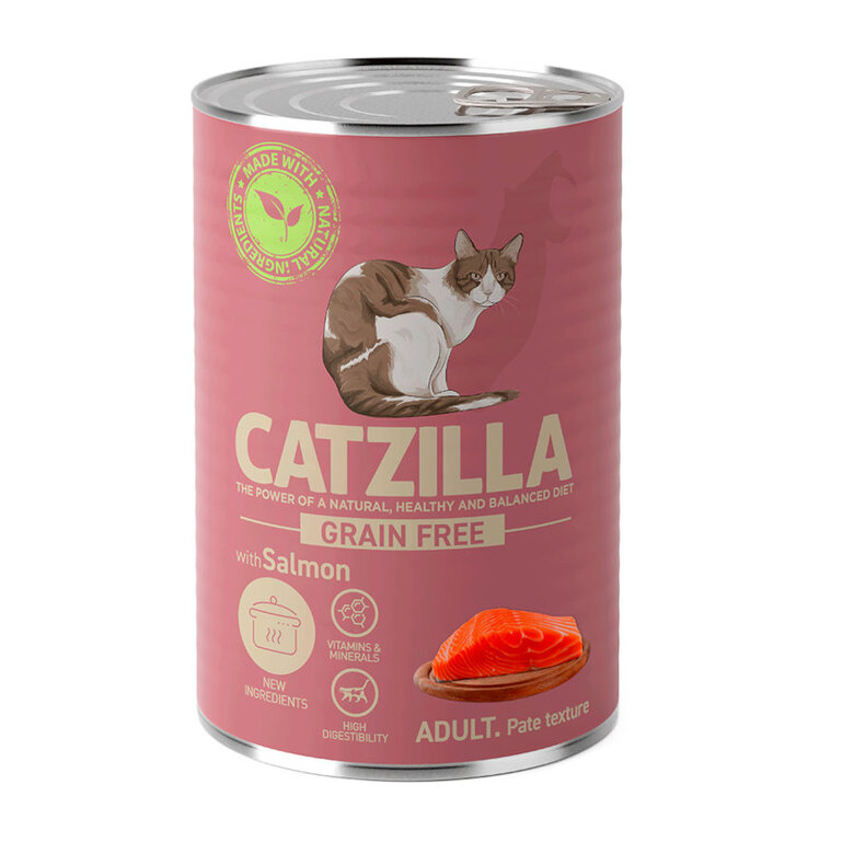 400 g Catzilla Adult Grain Free Salmão Patê lata para gatos,  Imagem número 1 400 g Catzilla Adult Grain Free Salmão Patê lata para gatos, , large Imagem número 1