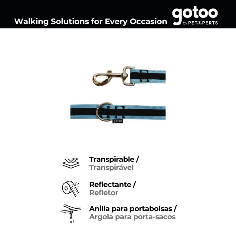 Gotoo Trela mesh turquesa refletora para cães,  Imagem número 4 Gotoo Trela mesh turquesa refletora para cães, , large Imagem número 4