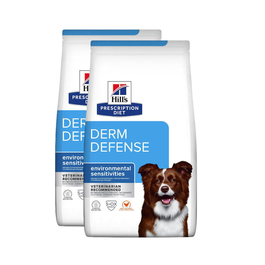 2 x 12 kg Hill&acute;s Prescription Diet Derm Defense Frango ra&ccedil;&atilde;o para c&atilde;es Pack poupan&ccedil;a!, , large Imagem n&uacute;mero 1