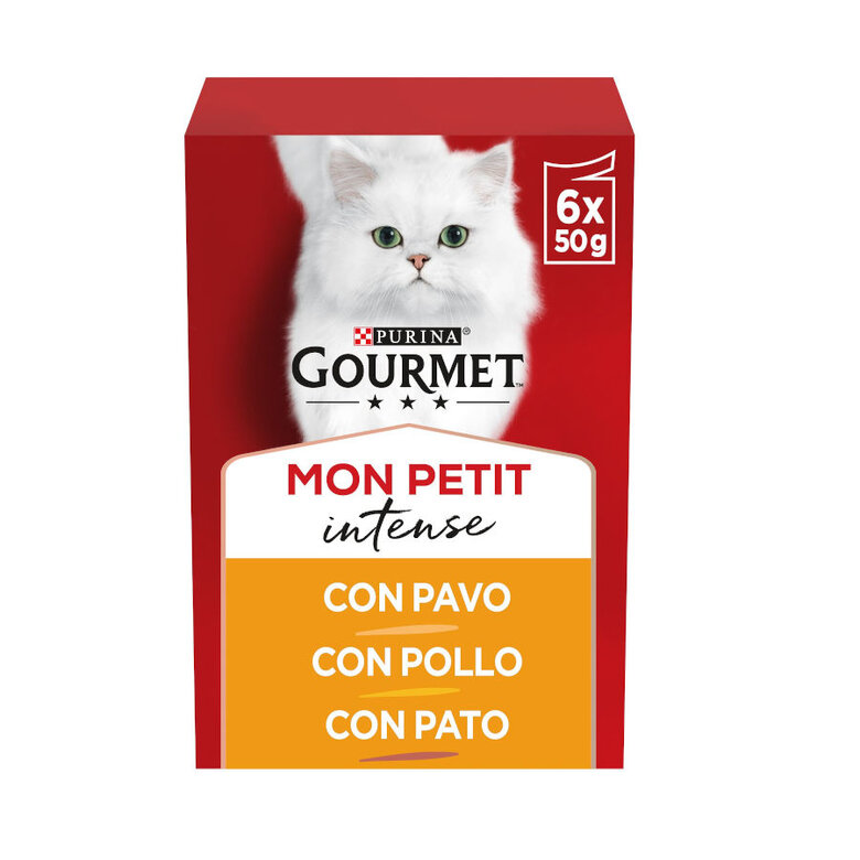 6 saquetas x 50 g Purina Gourmet Mon Petit Seleção Aves com molho em saqueta para gatos,  Imagem número 1 6 saquetas x 50 g Purina Gourmet Mon Petit Seleção Aves com molho em saqueta para gatos, , large Imagem número 1