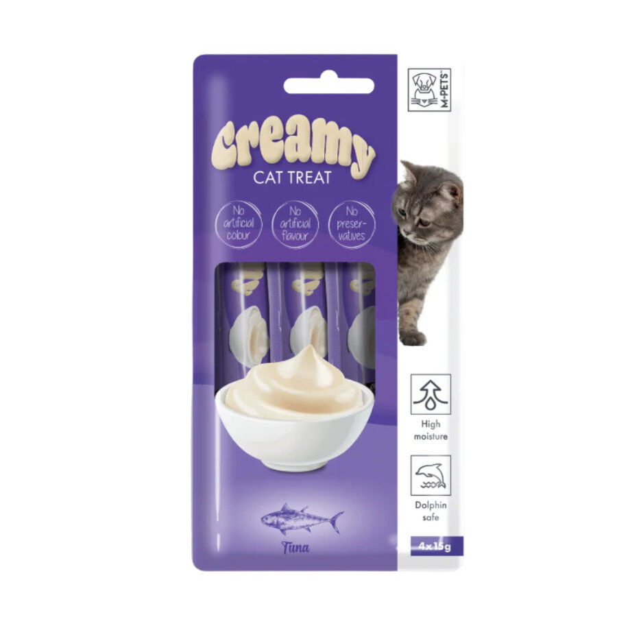4 sobres x 15 g M-Pets Creamy At&uacute;n snack para gatos, , large Imagem n&uacute;mero 1