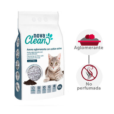 Nova Clean Ultra Areia Aglomerante com Carvão Ativado para gatos