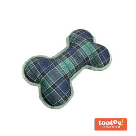 Tootoy! Tartan Bone Cuddler Blue Osso de Peluche para cães