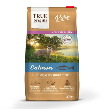 True Origins Adult Pure Sterilised Salmão ração para gatos