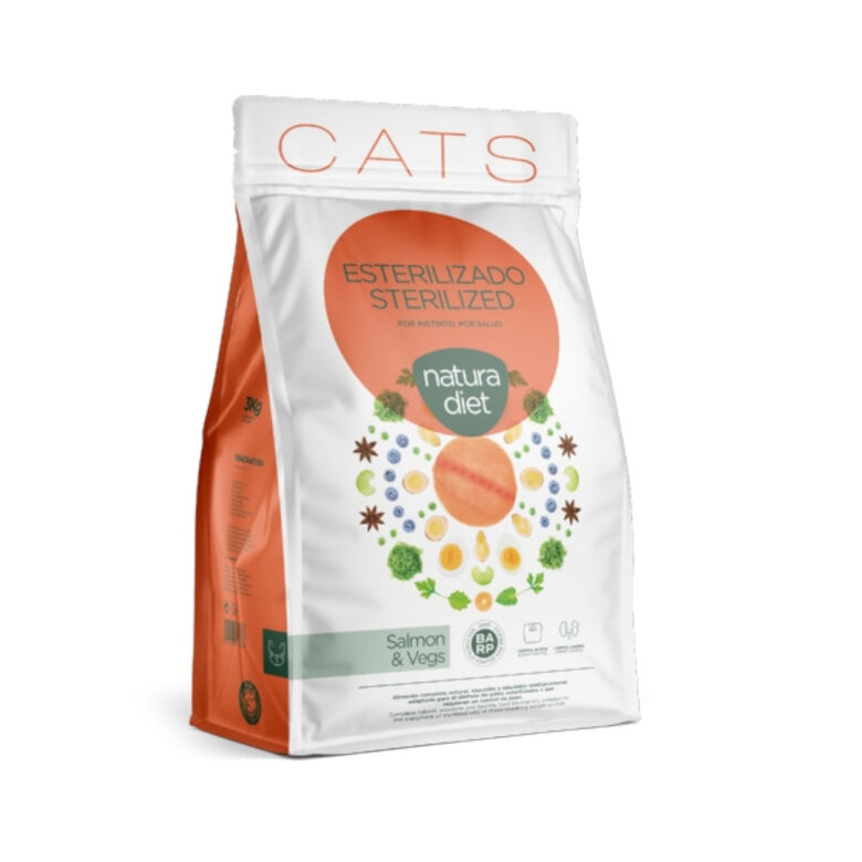 Natura Diet Sterilized Salmão e Vegetais ração para gatos, , large image number null