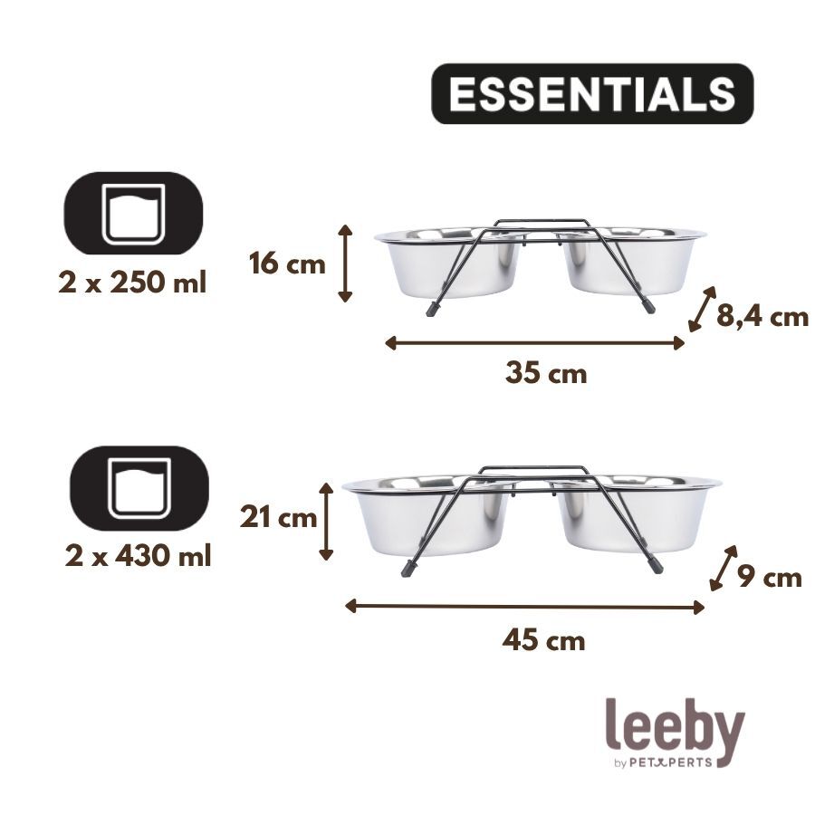 Leeby Comedouro Duplo em A&ccedil;o Inoxid&aacute;vel com Suporte para c&atilde;es e gatos, , large Imagem n&uacute;mero 5