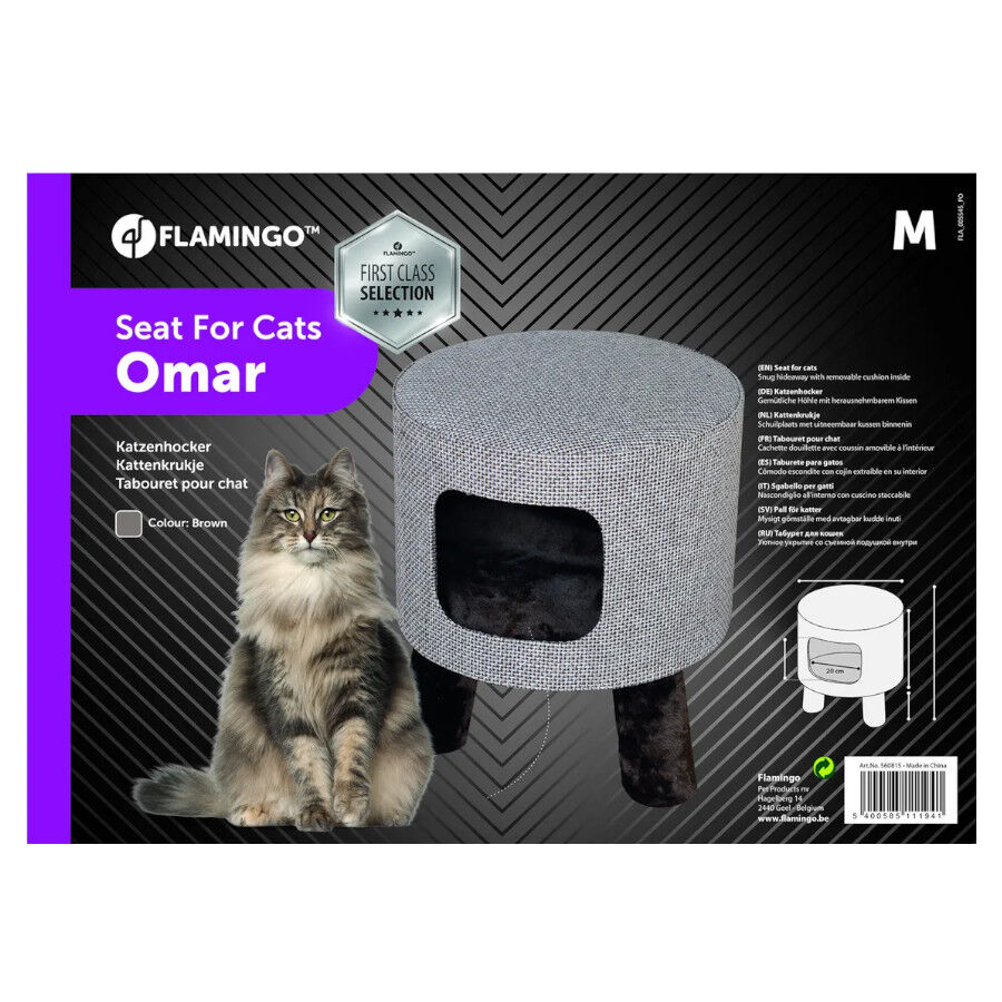 Flamingo Omar Caverna Tamborete Castanho para gatos, , large Imagem n&uacute;mero 2