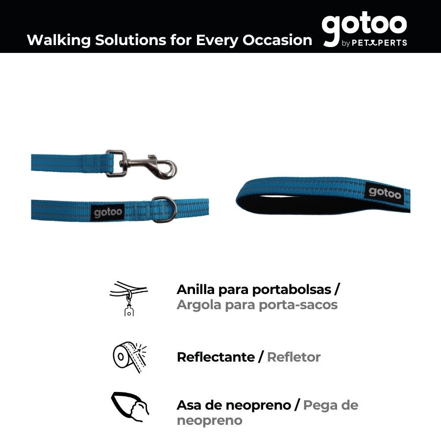 Gotoo Trela de nylon refletora azul para c&atilde;es, , large Imagem n&uacute;mero 4