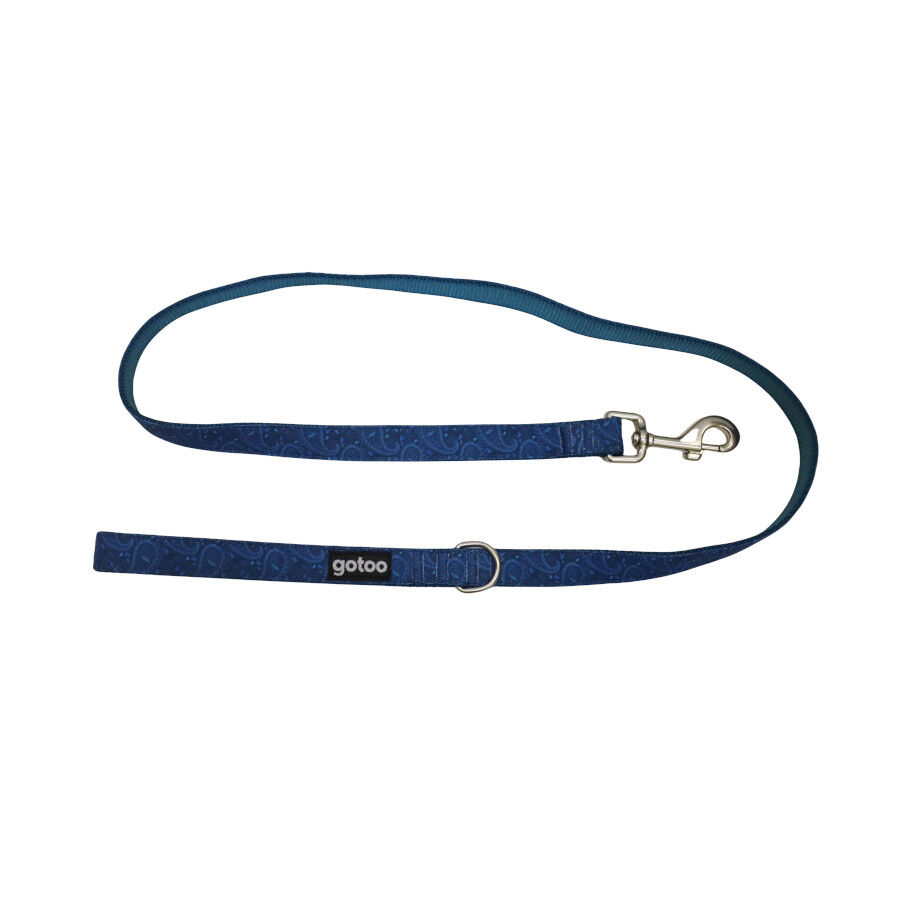 Gotoo Correa estampada caxemira cl&aacute;sica azul para perros, , large Imagem n&uacute;mero 1