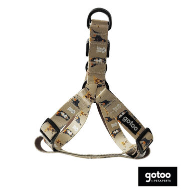 Gotoo Arnês ajustável estampado castanho para cães