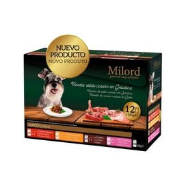 Milord Adult Receita ao estilo caseiro em gelatina Saquetas para c&atilde;es - Multipack