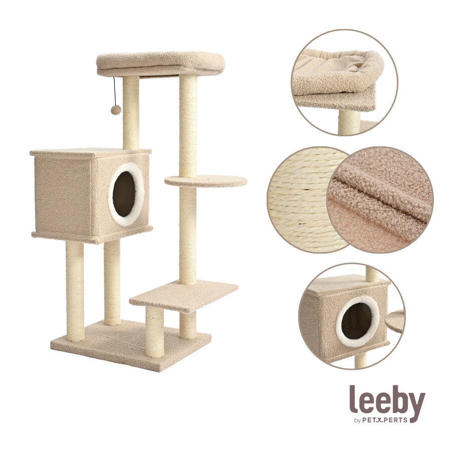 Leeby Boucle Collection &aacute;rvore arranhadora com cama nido e brinquedo para gatos, , large Imagem n&uacute;mero 7