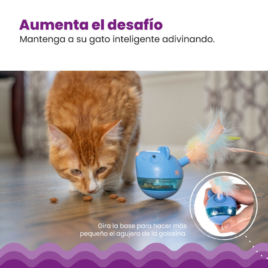 Catstages Hunt n&rsquo; Swat Treat Trumbler Rato interativo com penas para gatos, , large Imagem n&uacute;mero 4