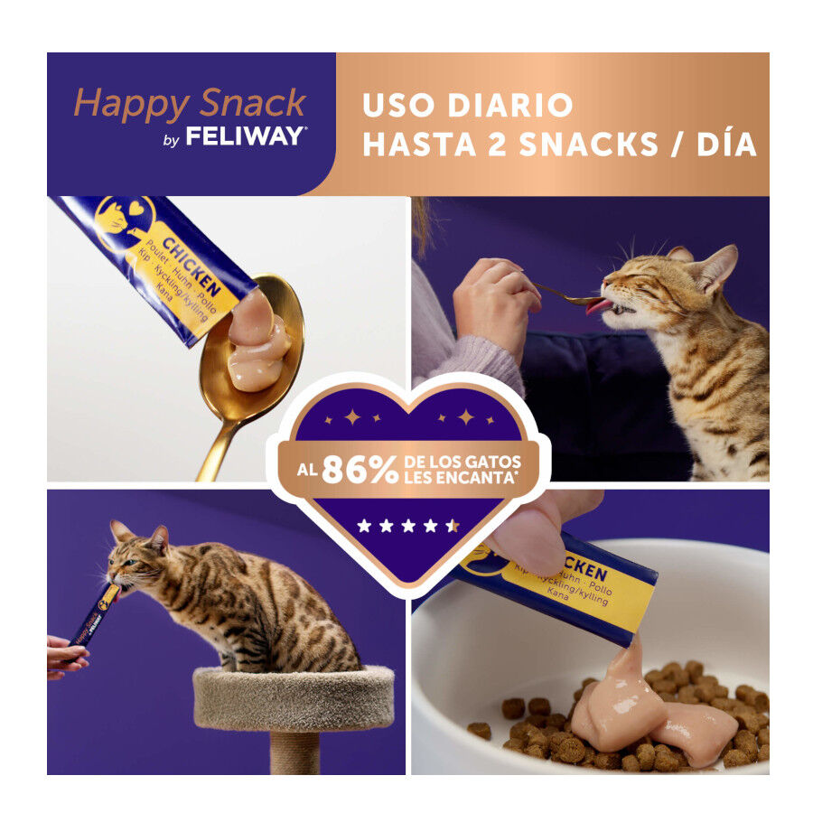 6 saquetas x 10 g Feliway Saquetas Happy Snack Calmante de Frango para gatos, , large Imagem n&uacute;mero 5