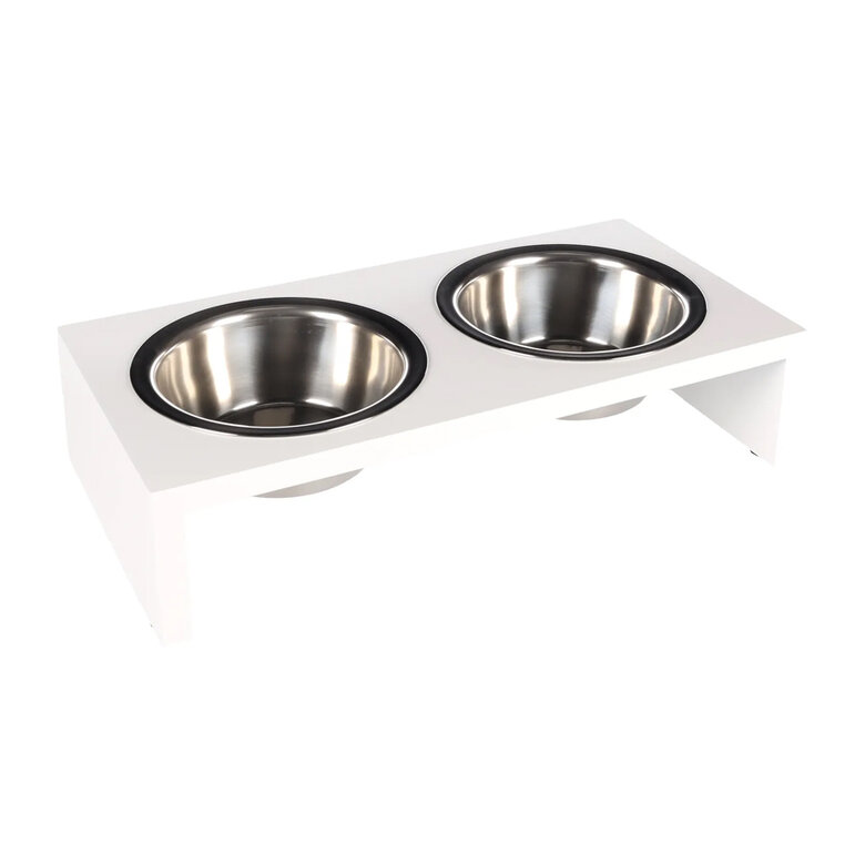 Flamingo soporte blanco comedero doble mascotas image number null