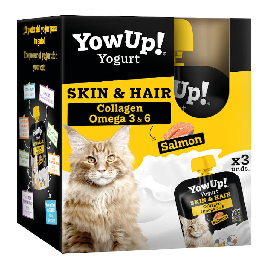 3 uds. x 85 g YowUp! Skin & Hair Iogurte de Salm&atilde;o para gatos, , large Imagem n&uacute;mero 1