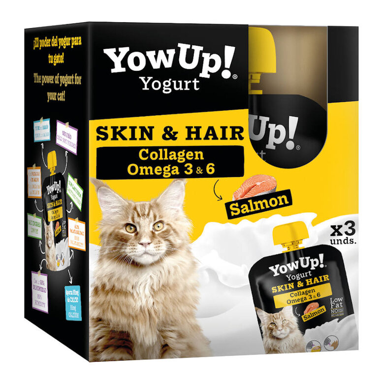 3 uds. x 85 g YowUp! Skin & Hair Iogurte de Salmão para gatos,  Imagem número 1 3 uds. x 85 g YowUp! Skin & Hair Iogurte de Salmão para gatos, , large Imagem número 1