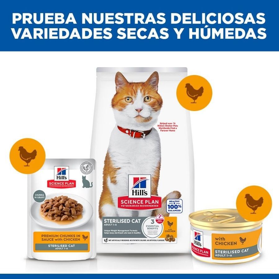 85 g Hill's Science Plan Adult Sterilised Comida h&uacute;mida Mousse de Frango para gatos, , large Imagem n&uacute;mero 6