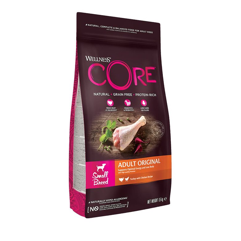 1.5 kg Wellness Core Adult Small Original Peru e Frango ração para cães,  Imagem número 1 1.5 kg Wellness Core Adult Small Original Peru e Frango ração para cães, , large Imagem número 1