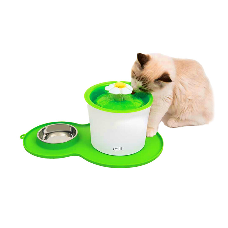 Pack Fuente Bebedero + Comedero + Alfombrilla Gato Catit Imagem número 1 Pack Fuente Bebedero + Comedero + Alfombrilla Gato Catit Imagem número 1