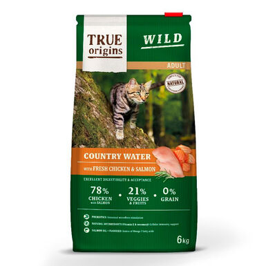 True Origins Adult Wild Country Water Frango e Salmão ração para gatos