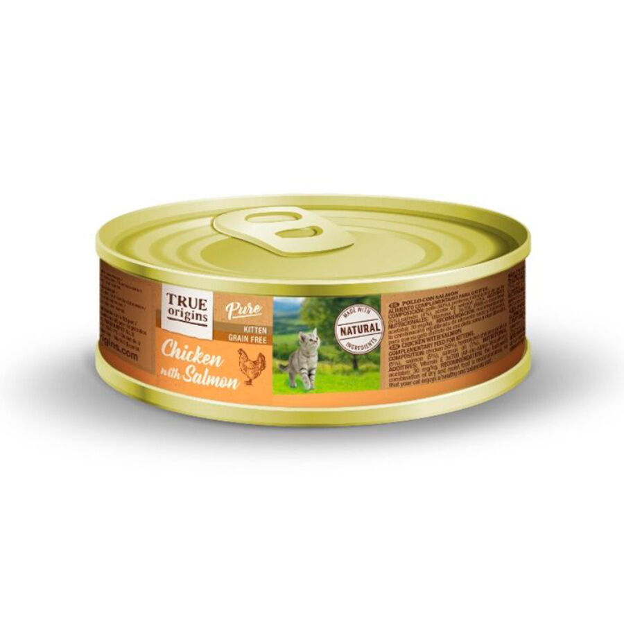 85 g True Origins Pure Kitten Frango e Salm&atilde;o pat&ecirc; em lata para gatos, , large Imagem n&uacute;mero 1